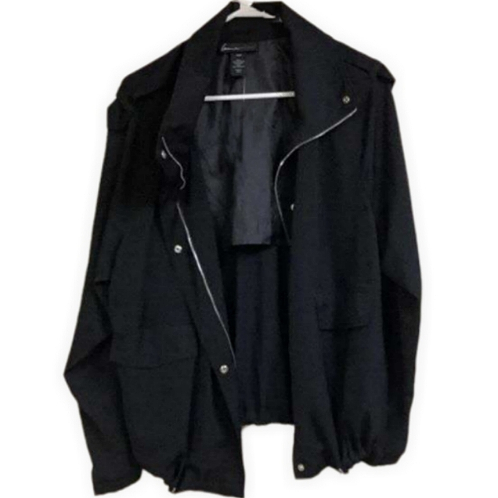 Lane Bryant Chic Black Wind Breaker Zip Jacket